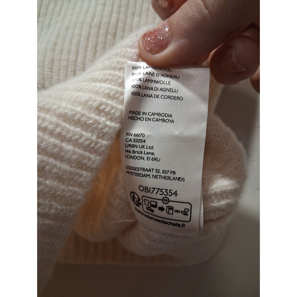 Anthropologie Maeve Size L Cream Sleeveless Sweater Hi/Low 100% Lambswool - Picture 5 of 11